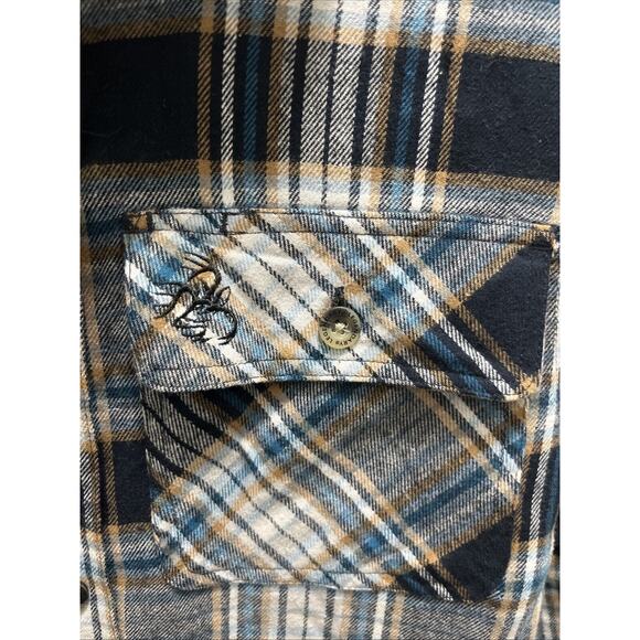 Legendary Whitetails Blue Plaid Quilt Lined Hooded Flannel Shirt Mens Small - Picture 2 of 8
